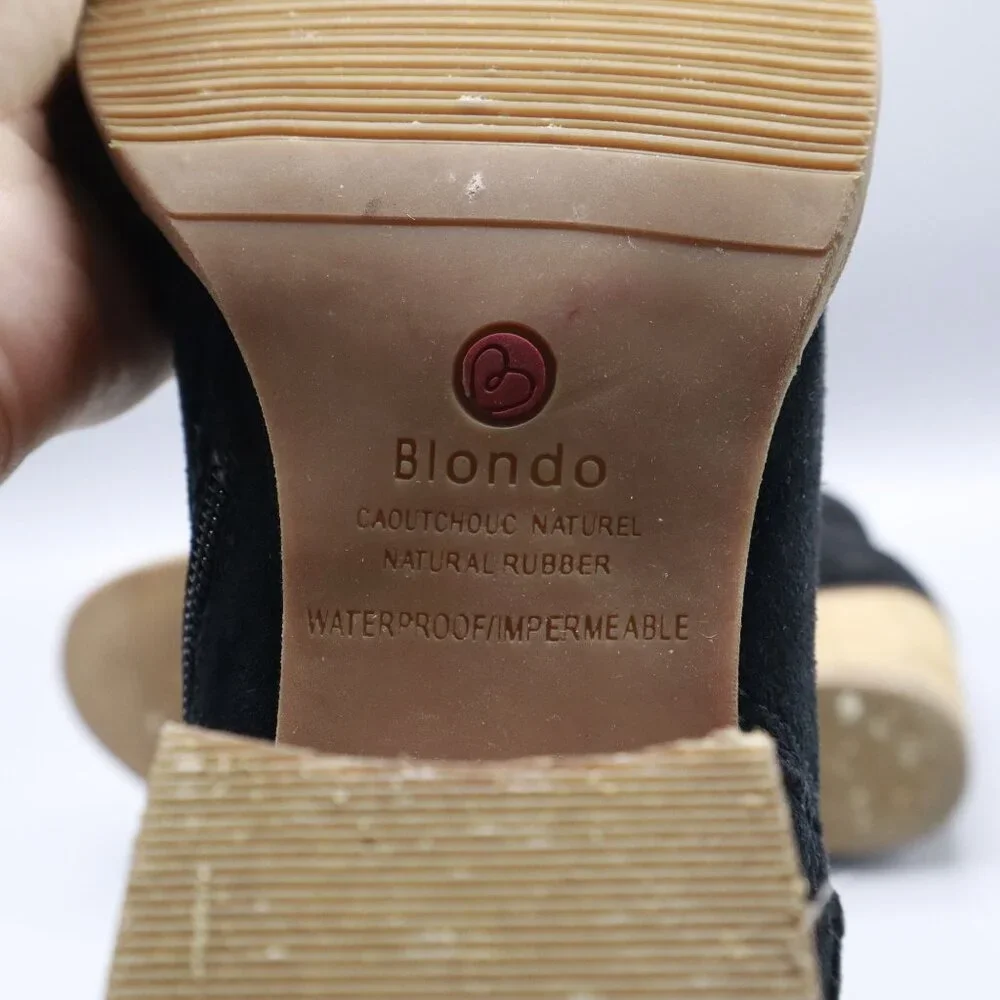 Blondo Nina Waterproof Suede Boot‎ Womens 7M Black Casual Boho Bohemian Classic